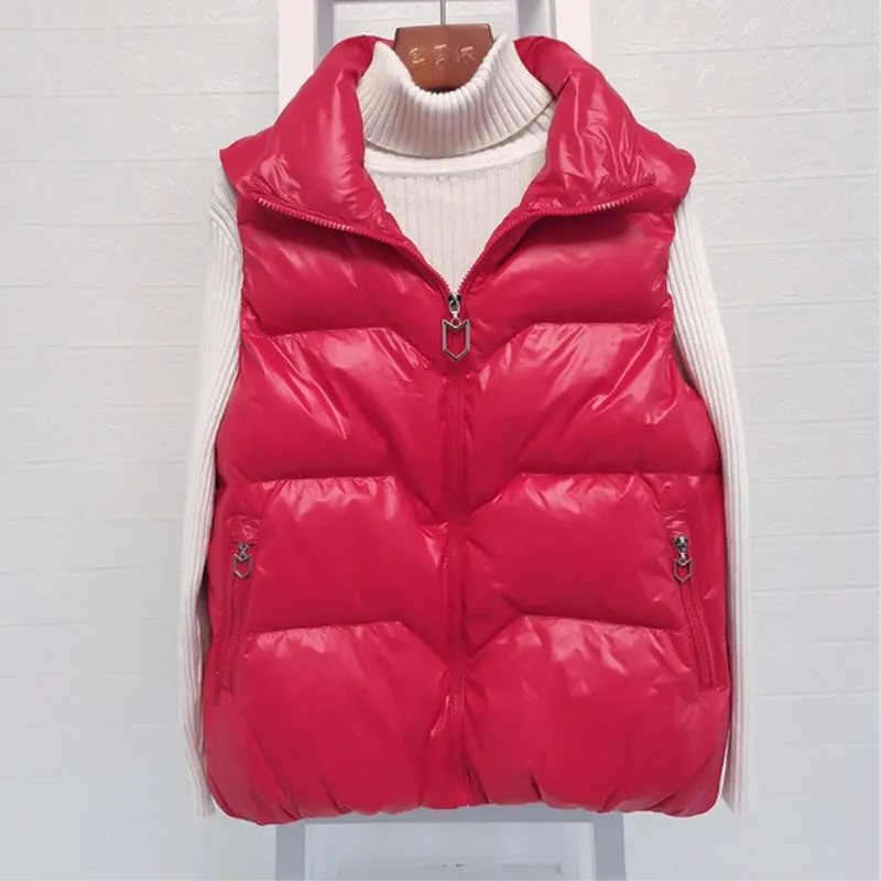 2021 New Autumn Winter Down Cotton Women's Vest Korean Loose Girl's Versatile Stand Collar Vest Coat Leisure Time Outdoors Red ralph lauren puffer jacket Coats & Jackets