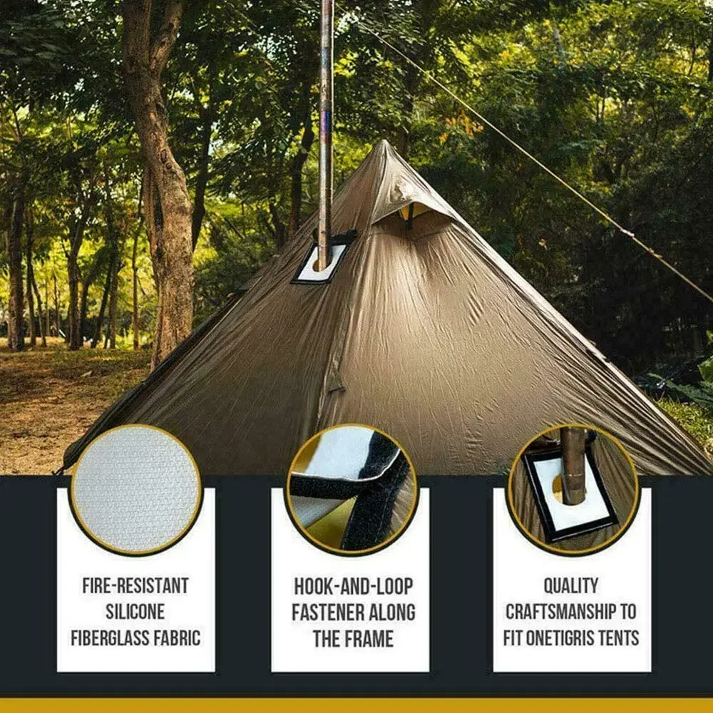 Tent Stove Jack Fire Resistant Pipe Vent Accessory Highly Chimney Flame-Retardant Mat Furnace Pipe Fireproof Protection Ring