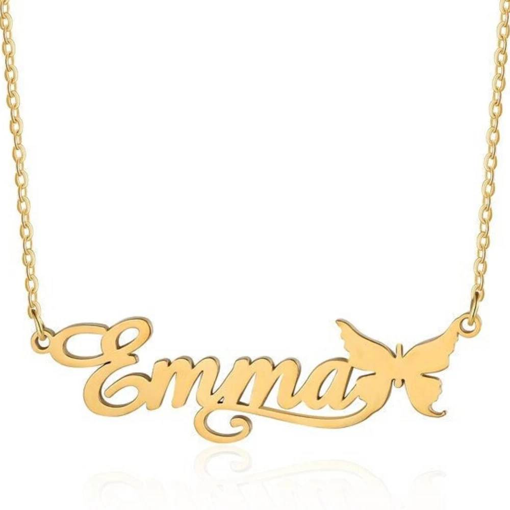 Personalized Butterfly Custom Name Necklace Stainless Steel Collarbone Chain Custom Name Pendant Fashion Jewelry Ladies Gift