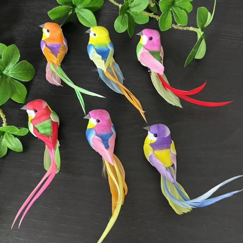 6pcs Colorful Simulation Birds Photography Props with Clip Decorative ...