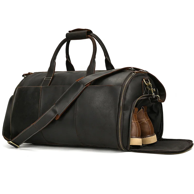 Brown Leather Duffle Bag Mens