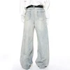 IEFB Washed Male Jeans Korean Fashion Worn Out Gradient Color Men's Denim Straight Pants Men Wide Leg Trousers Spring New 9C4502 6