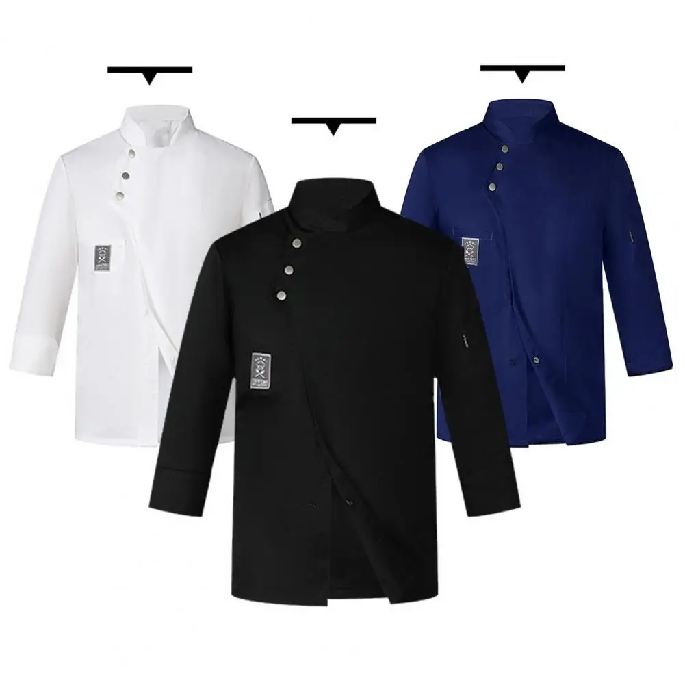 Men Women Chef Tops Single-breasted Button Chef Coat Waterproof Anti-dirty Uniforms for Men Women Solid for Restaurant