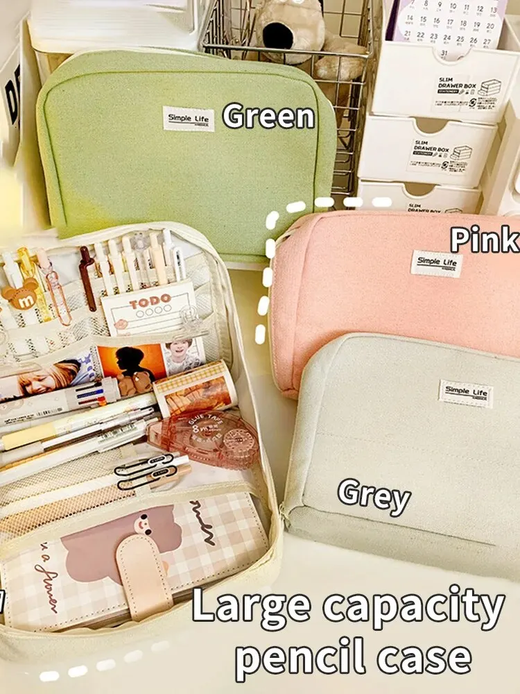 1PC StationeryBag 연필 케이스 대용량 연필 케이스 휴대용 연필 케이스 편지지 상자 화장품 휴대용 선물 적합한 F