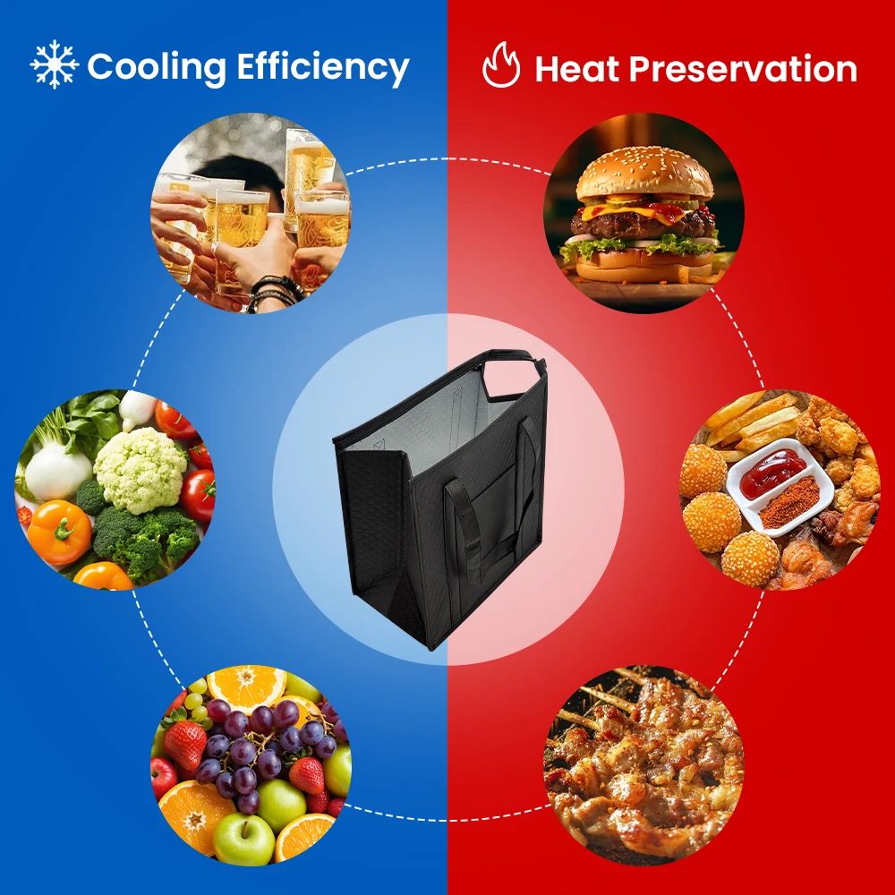 1pc Thermal Insulated Cooler Bag Textured Non-Woven Fabric with Front Pocket and Zipper... - SKU TICB1010 - UGI Packaging