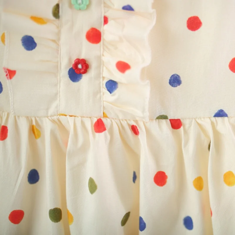 Babykleider, Sommerkleid aus Baumwolle, farbig, gepunktet, ärmellos, Babykleid für Mädchen, Cartoon, niedlich, lässig, Babykleidung für Mädchen – Detail 5