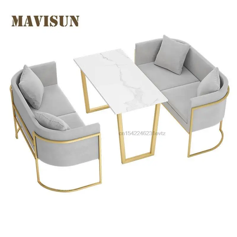Milk Tea Shop Table And Chair Combination Cafe Dessert Burger Shop Rest Area Simple And Fresh Card Seat Furniture