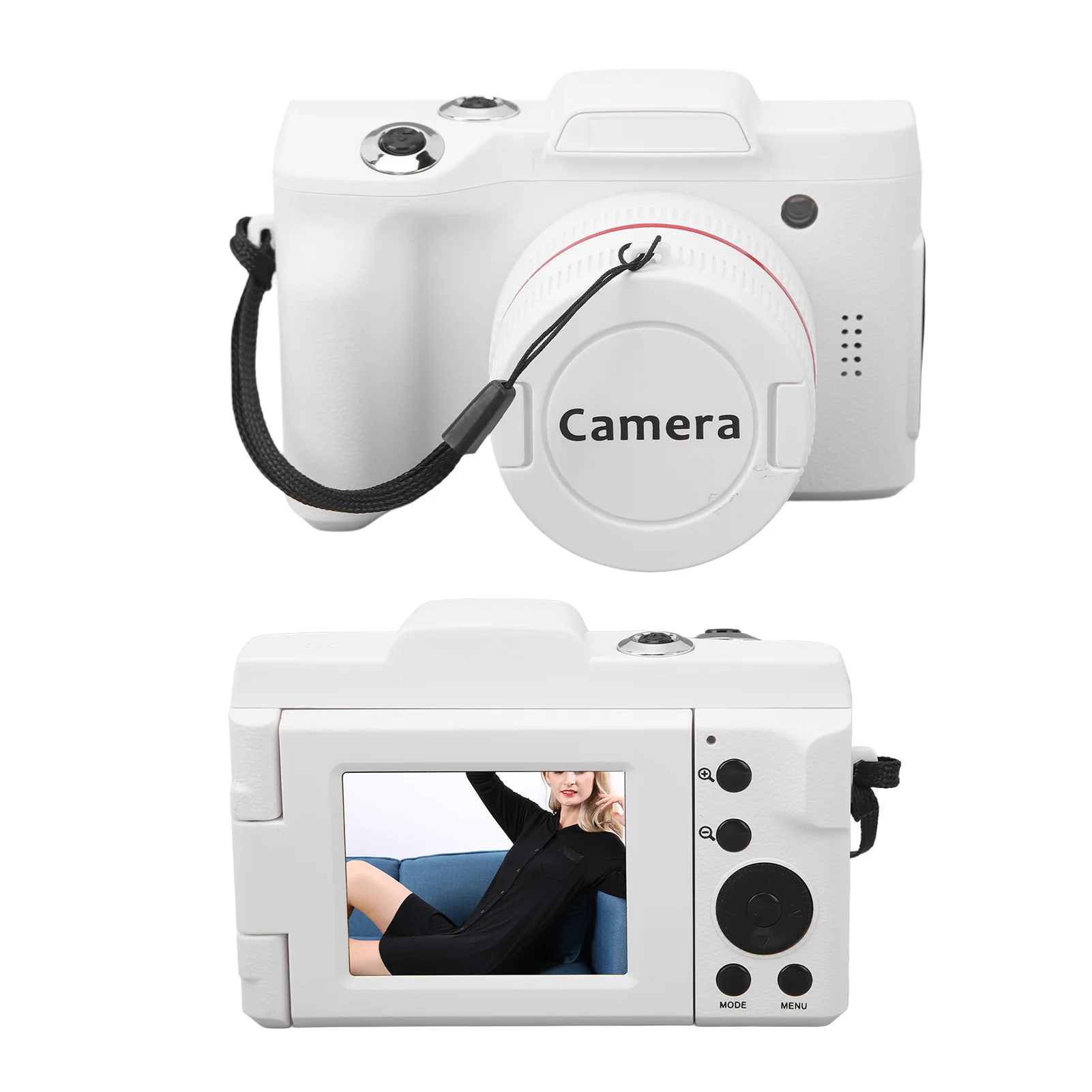 초심자 휴대용 소형 디지털 카메라, HD 16MP 화이트 컬러, 다축 안정화, 스마트 초심자 브이로그 카메라