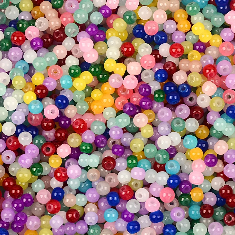 4mm Round Glass Beads Small Charms Loose Spacer Beads For