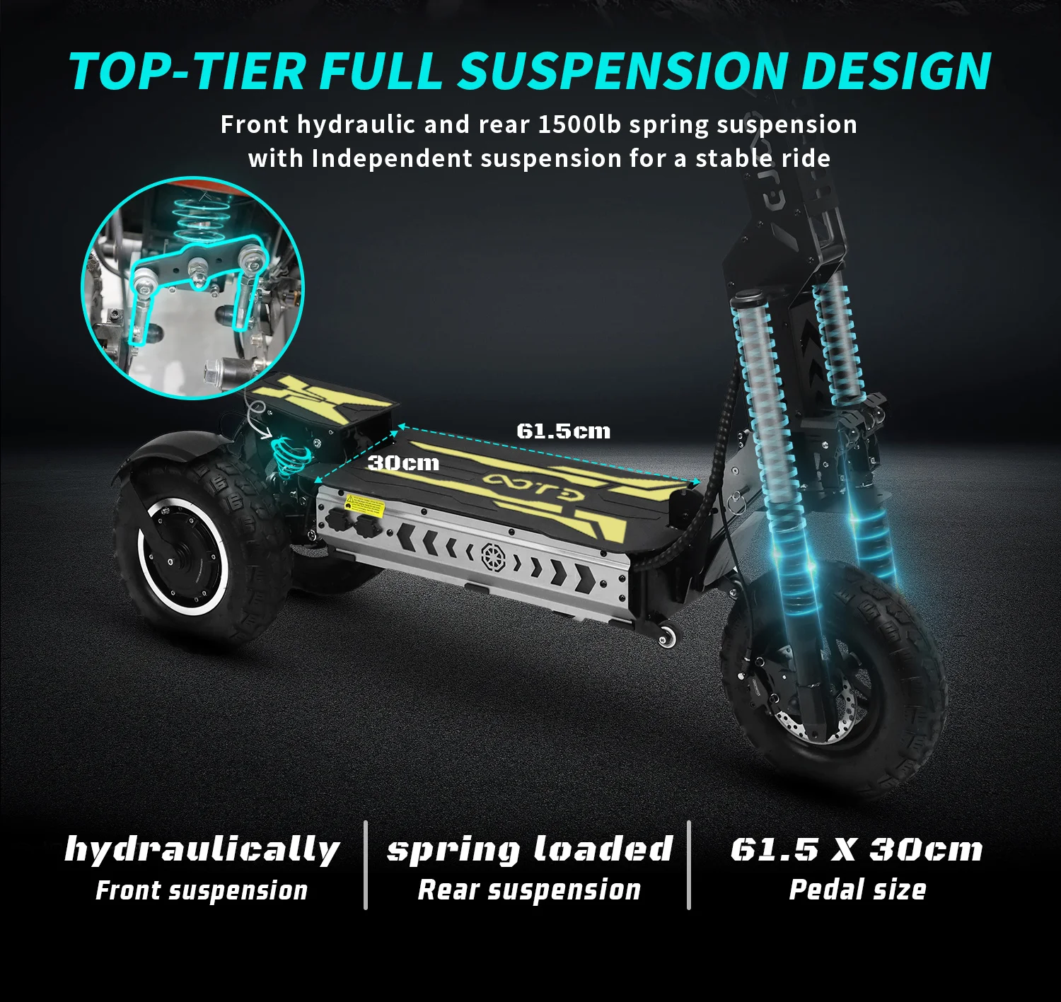 OOTD T30 Electric Scooter 2x1600W Motor 100KM Max Range 65KM/H Max Speed 60V31.2Ah Battery 13 Inch Off-Road Tire E-Scooter Sda007993e31946e7b1bf3aaf75ced755k