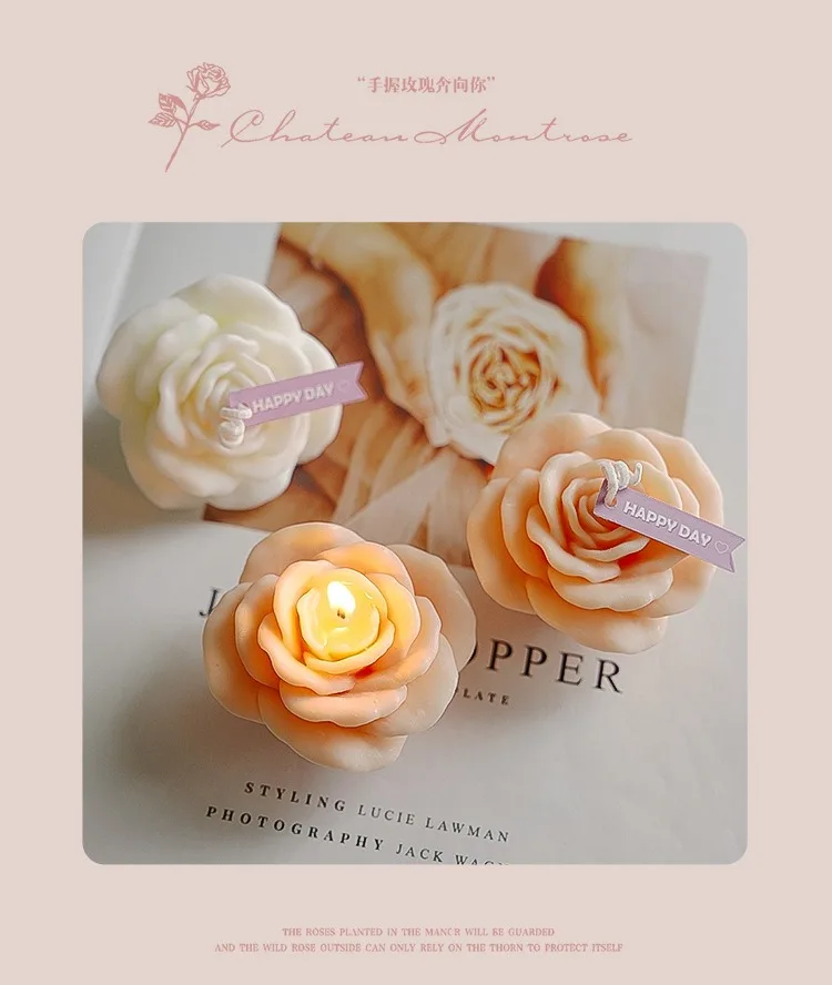 Handgemachte Rosenkerze, Duftkerze, Aromatherapie, Sojawachs, Kerze, Hochzeit, Geburtstag, Kerzen, Party, Heimdekoration, Foto-Requisiten – Detail 15
