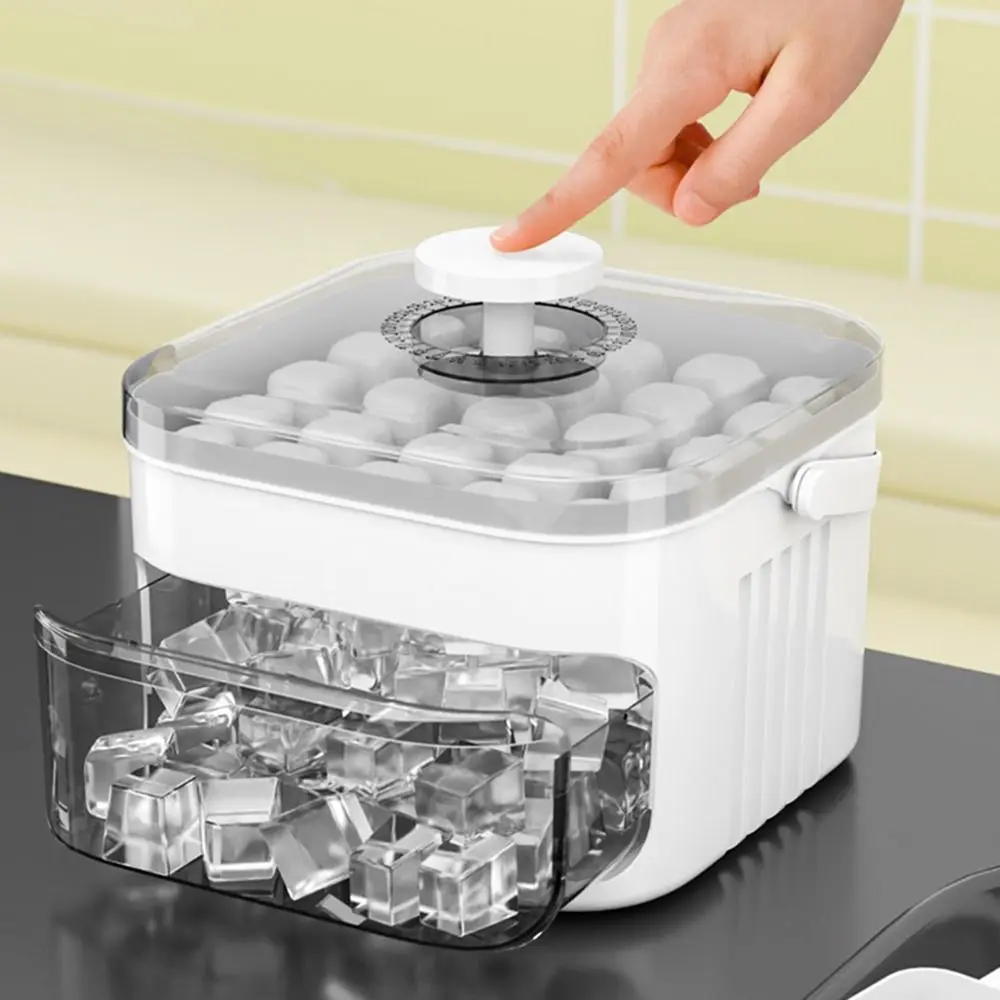 50-Cube Ice Maker with Easy Press Cap Large Capacity Double-layer Household Ice Storage Ice Box Reusable Ice Cube Maker