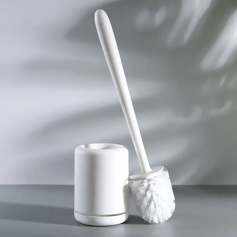 Silicone Toilet Brush Set Long Handle Base Cleaning Bathroom Accessories
