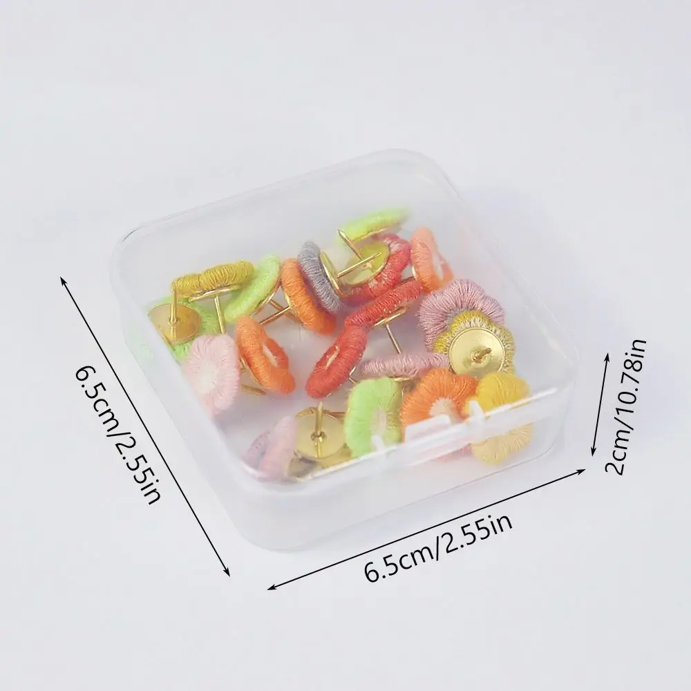 20/30/50개 휴대용 창의적인 자수 꽃 모양 핀 3D DIY 보드 핀 박스 포함 귀여운 장 핀 사진 벽 장식