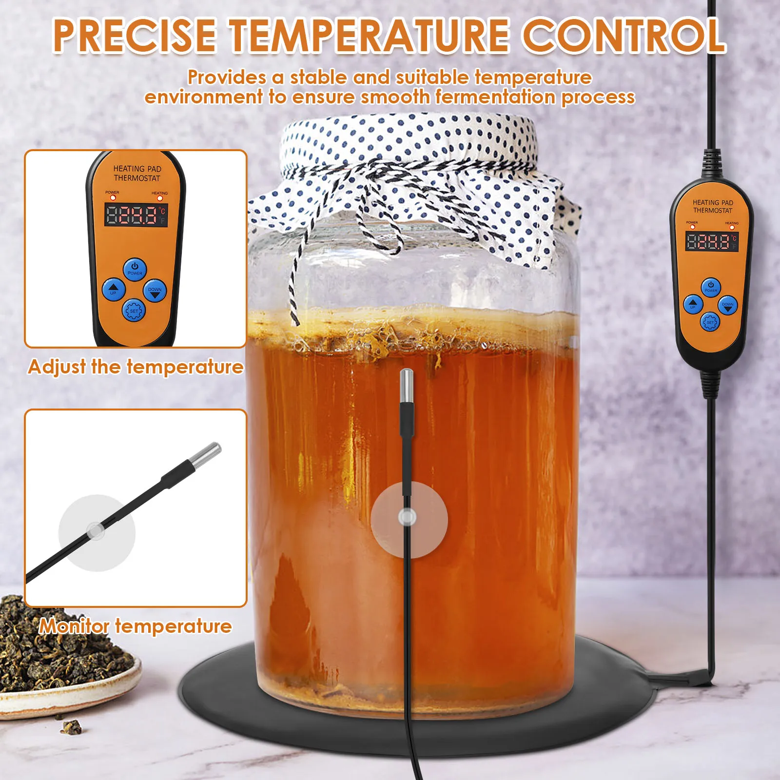 Kombucha Heating Wrap Riscaldamento Uniforme Kombucha Jar Heater Wrap Impermeabile Durevole Fermentazione Pad Riscaldante Per La Fermentazione - Foto 10