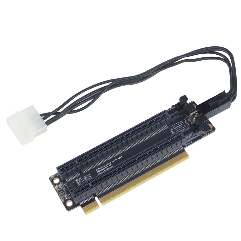 PCIe 3.0 PCI-E 4.0 x16 1 bis 2 Erweiterungskarte Gen4 Split-Karte PCIe-Bifurkation 16X bis x8x8 Abstand CPU 4P/Sata-Stromversorgungsanschluss – Detail 3