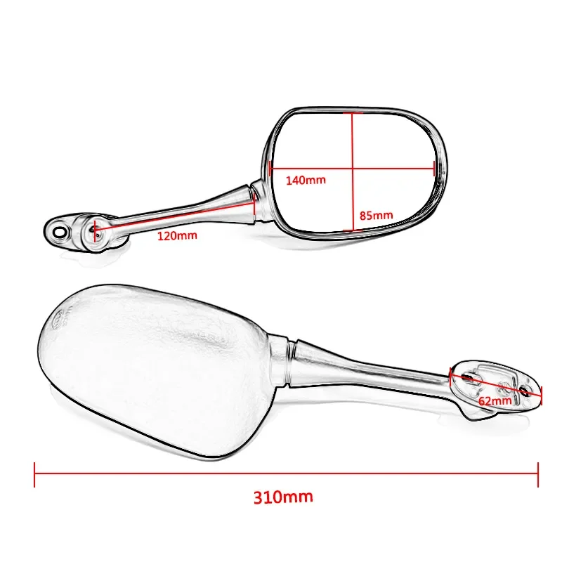 Pair Black Left Right Motorcycle Rear View Mirrors For Honda CBR600RR 2003 2004 2005 2006 2007 CBR1000RR 2004 2005 2006 2007 5