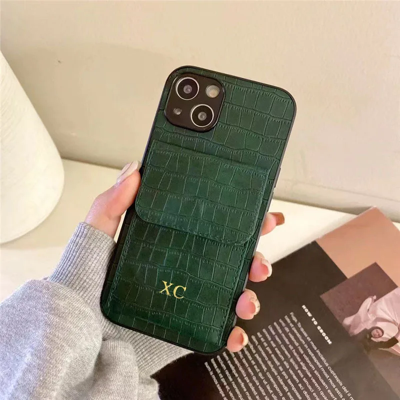 Luxury Personalized gold silver initial letters Leather Card