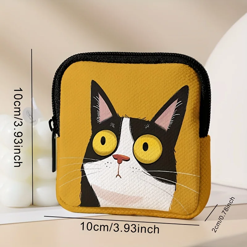 1 pc Cat pattern printed large capacity coin wallet, digital printed coin wallet storage bag, ideal choice for gifts