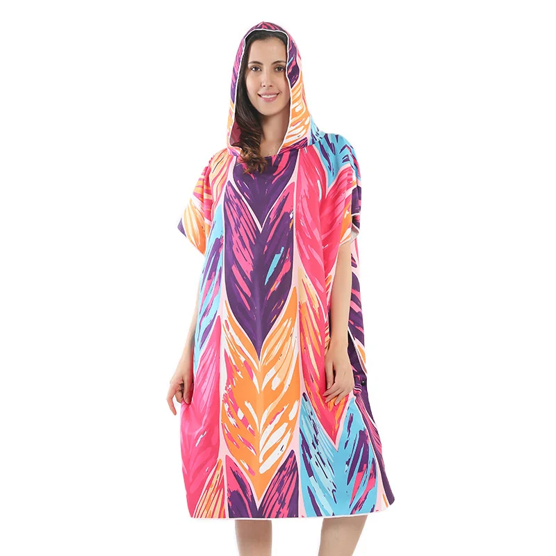 

Fashion Women Surf Poncho Microfiber Quick Drying Hooded Bathrobe Swimming Beach Towel Changing Cloak Absorbent Keep Warm Cape