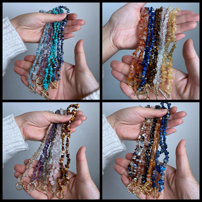 Fashion Necklace Healing Bohemian Gem Gravel Natural Semi-precious Stone Necklace Women's Fashion Necklace Jewelry Collares Para Mujer Female