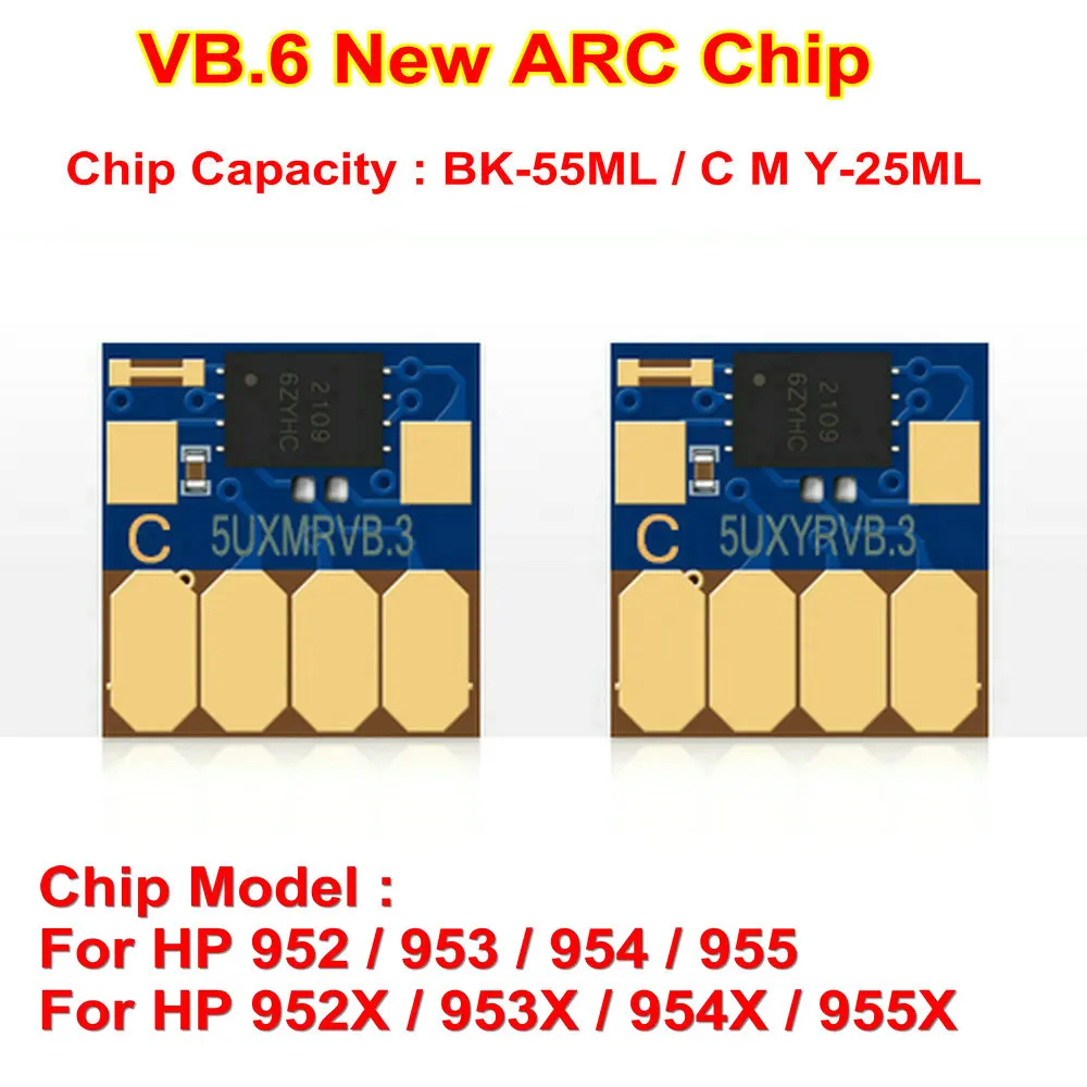 

Arc Permanent Cartridge Ic Chip For Hp VB6 952 953 954 955 952X 953X 954X 955X Officejet Pro 7740 8210 8710 8720 8730 Vb 6 Chip