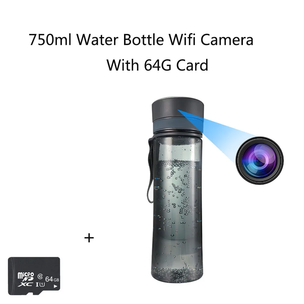 Portable Water Bottle Wifi Camera Office Water Cup HD Pinhole Wireless IP Camera Real-time Live-Stream Wifi Remote Monitoring