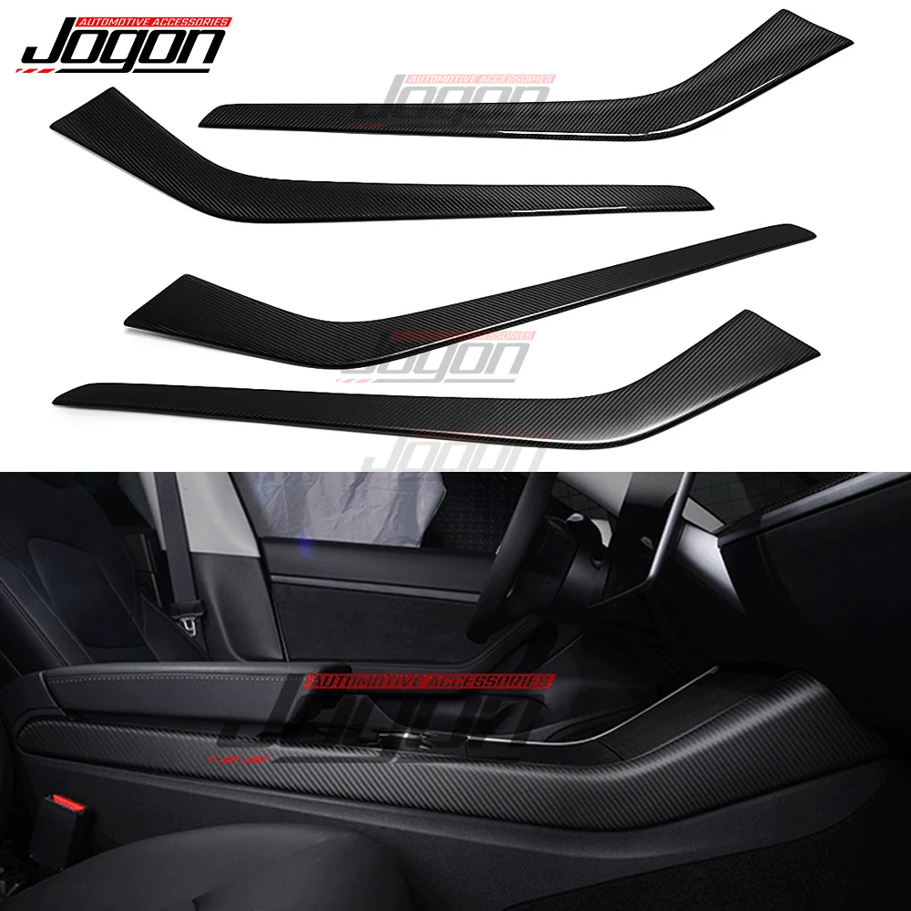 Carbon Fiber Trim For Tesla Model 3 Model Y 2017-2022 Car Central Console Side Trim Panel Cover Car Accessories Interior Sticker