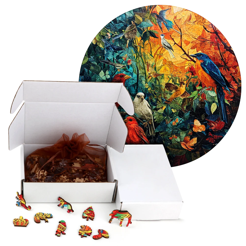 Mysterious Cute Animals Wooden Puzzle For Adults Wooden Crafts Colorful And Round Shaped Animal Puzzle Wood Craft Toys For kids 5