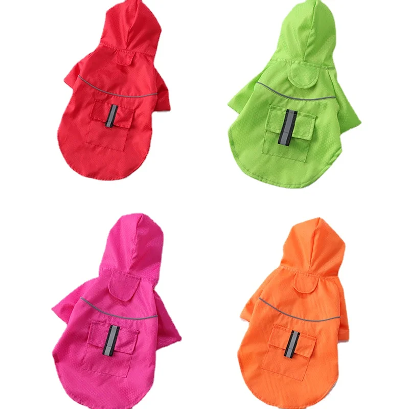 

Pet Dog hooded Raincoat with pockets Reflective two-legged Waterproof coat double-layered Hooded Jacket Puppy dogs Clothing