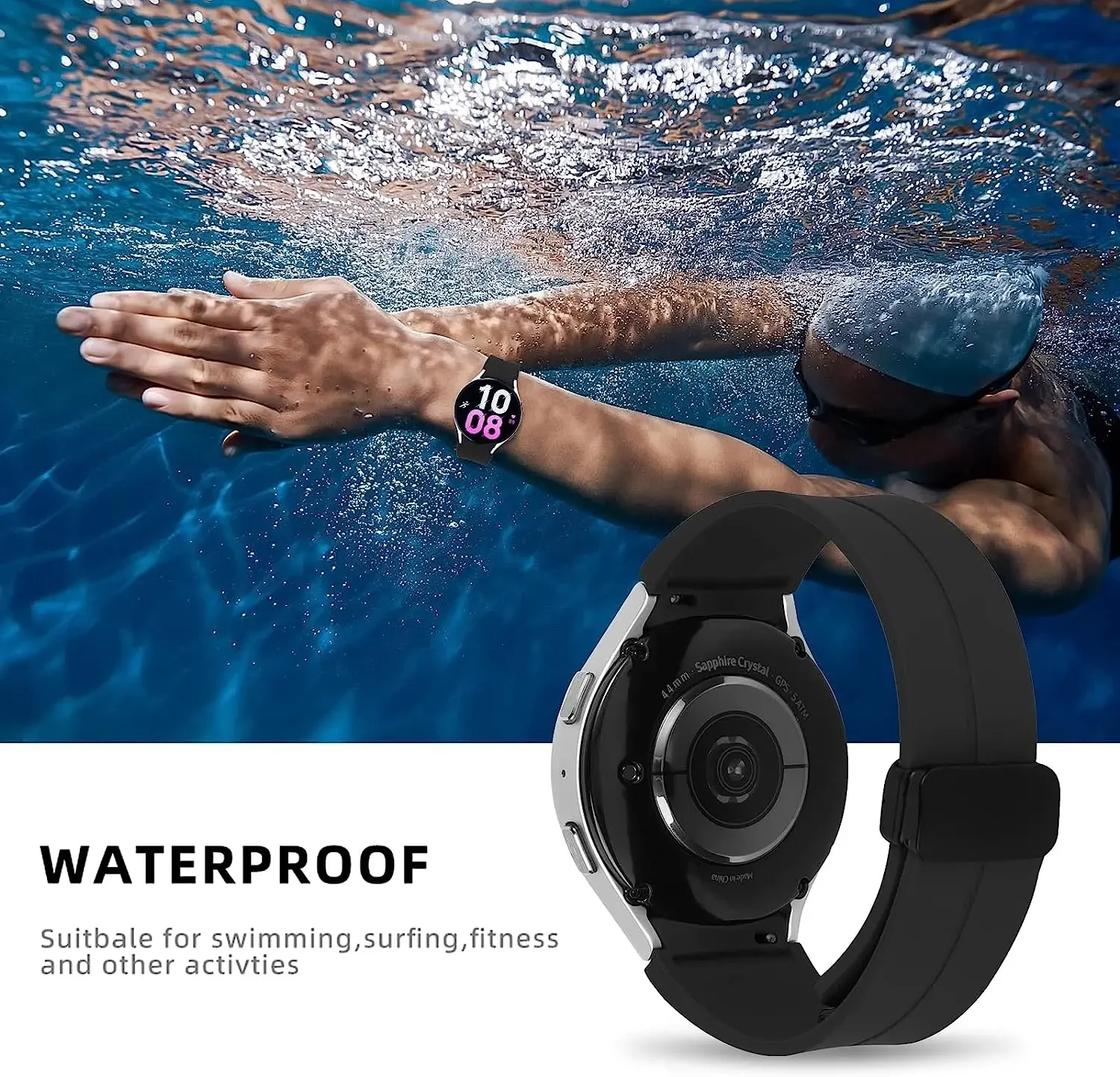 Magnetic Silicone Band Bracelet for Smartwatches - Various Sizes