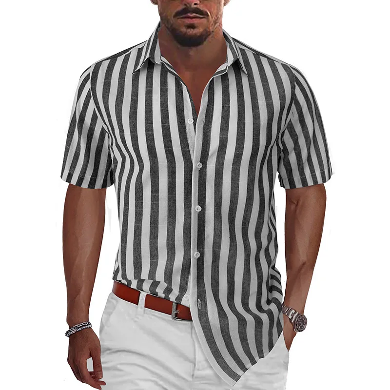 

Summer Shirt Men's beach striped shirt short sleeve Hawaiian shirt