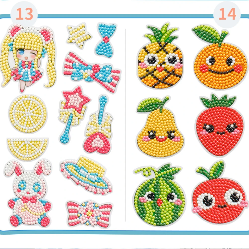 Drawing Toy Educational Toys Educational Drawing Toy Child Diamond DIY Painting Sticker Set Toys Colorful Cartoon Sticker Handmade Arts Crafts Painting Girls Boys Magical Paste Gift