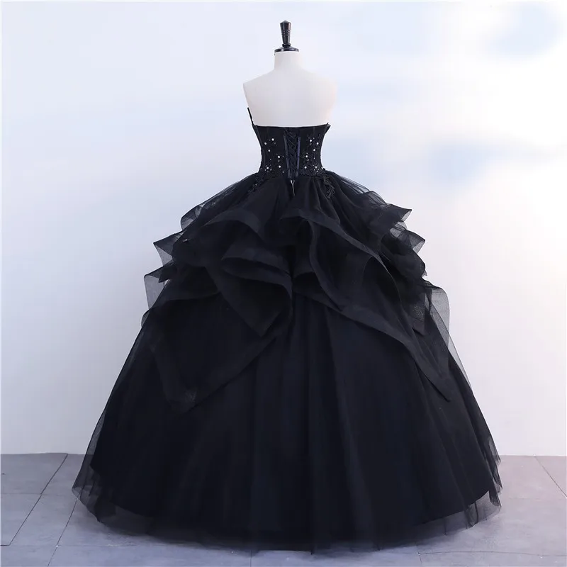 Winter New Black Strapless Party Dress Noble Vestidos Quinceanera Dresses Classic Prom Ball Gown Customize Ashley Gloria