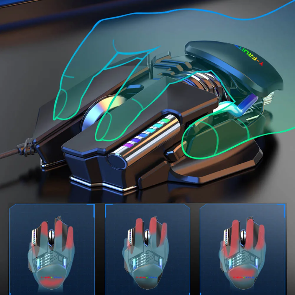 Rato do Jogo com Fio de Refrigeração Água Computador Ratos Rgb Gamer Ergonômico Botão 12800dpi Led para Computador Portátil - Imagem 5