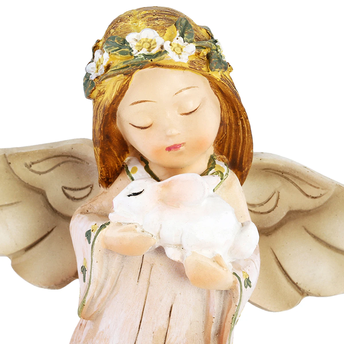 Lovely Angel Girl With Guardian Wing Figurines Hand Carved Resin Statue Mini Sculpture For Religious  Ornaments Home Decoration