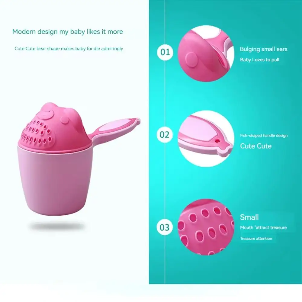 Tazza per shampoo per bambini Secchio per bagnetto per bambini Cucchiaio da bagno per bambini Tazza per lavare i capelli per bambini Kit da bagnetto per bambini Simpatico cartone animato Gioco da bagno per bambini Secchio divertente - immagine 3