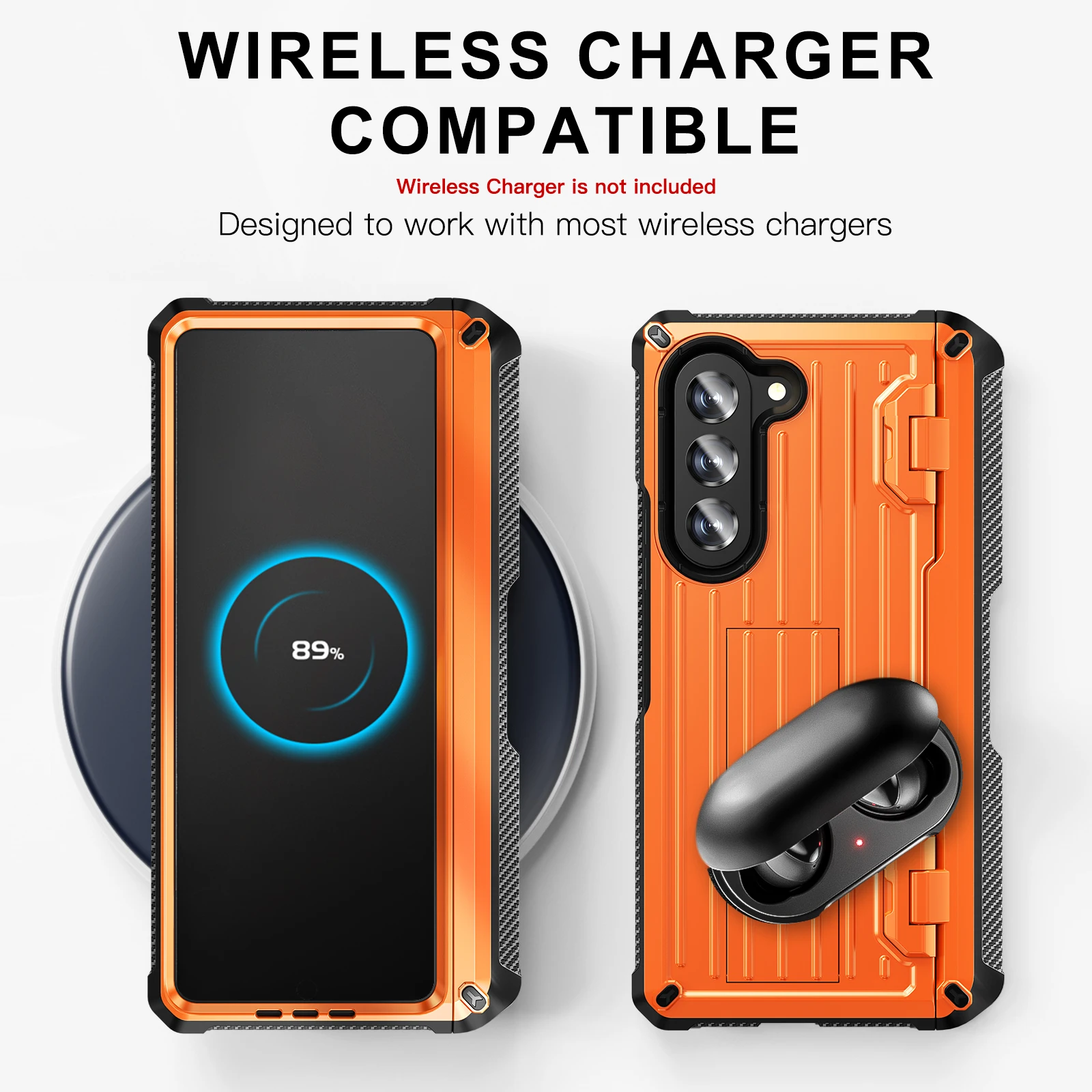 Premium Phone Case with S-Pen Holder & Kickstand - Hinge Protection & Built-In Screen Protector