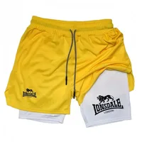 Print 2in1 Running Shorts for Men Gym Workout Compression Shorts with Phone Pocket Towel Loop Summer Sport Athletic Activewear - Image 6