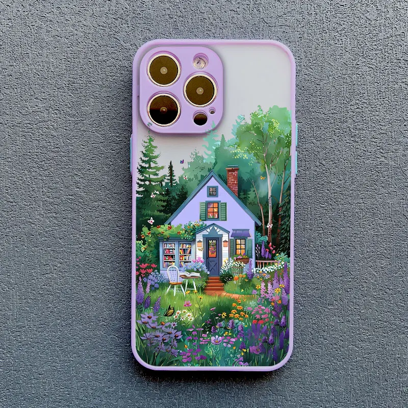 Forest House Bookstore Handyhülle für iPhone 17 16 12 13 Mini Pro Max 11 14 15 16 Plus Pro Max X XS XR Schutzhüllen – Detail 2