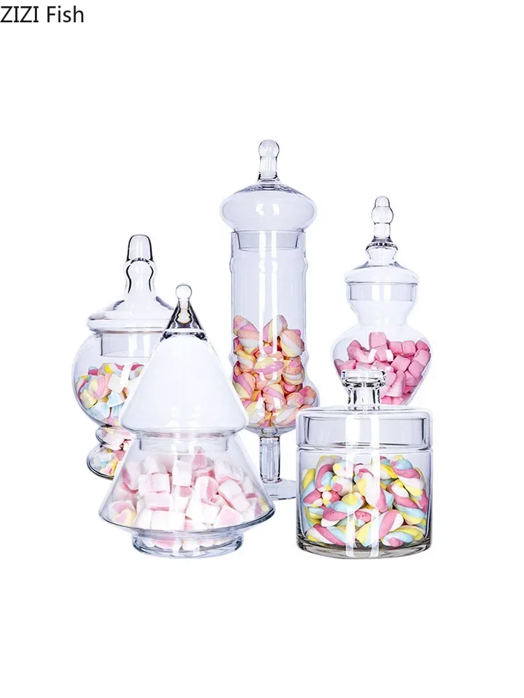 Transparent Glass Storage Jars Snacks Can Candy Pot Tea Canister Home Decor Modern Crystal Storage Jar with Lid Spice Organizer 5