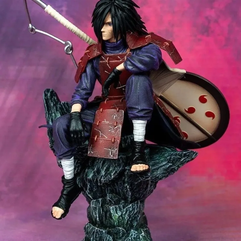 Qwead Anime Naruto Shippuden Statue Uchiha Madara Uchiha Obito PVC Figurine d'action Lueur