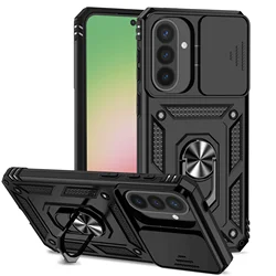 Military Grade Armor Protective Kickstand Cover with Slide Camera Lens Protection - Samsung A27 (Black)