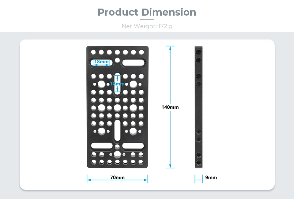 Multi-Purpose Mounting Cheese Plate with ARRI Accessory Mounts Quick Release Bas