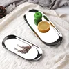 Modern Metal Rose Gold Plate Stainless Steel Silver Oval Storage  Jewelry Display Storage Tray Decorative Supplies Tray 6