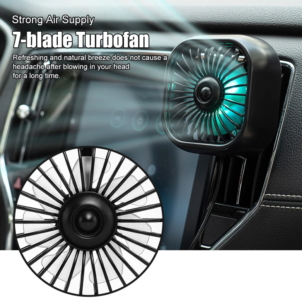 

2023 New Car Air Outlet Fan USB Cooling Fan with Color Changing Light 3 Speed Fan Car Rear Seat Heat Dissipation Car Accessories