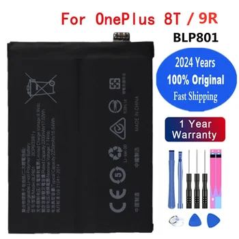 2024 Years 100% Original Battery BLP801 For OPPO OnePlus 8T 9R One Plus 9R 8T 4500mAh Phone Battery Replacement Bateria + Tools