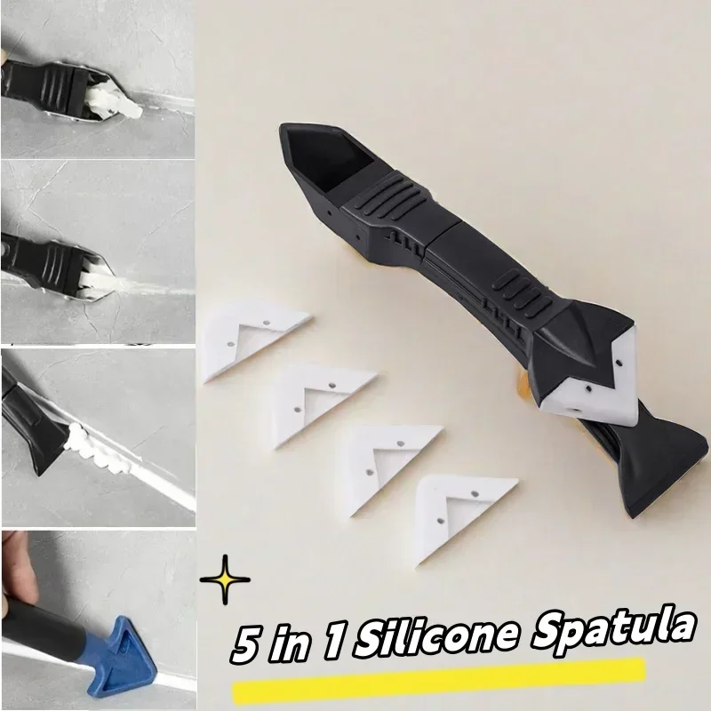 5 in 1 Silicone Scraper, Glue Scraper, Trimming, Glass Glue, Seam Clearing Angle Residual Glue, Multifunctional Seam Beauty Tool trimming knife scraper 3d print tool 3d printer tool pla abs petg material model pruning trimming device nb1100 bs1010