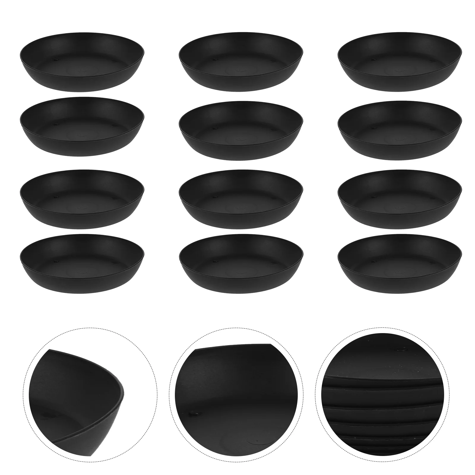 

Plastic Succulent Plant Pot Trays Round Flowerpot Saucer Plate (Black)
