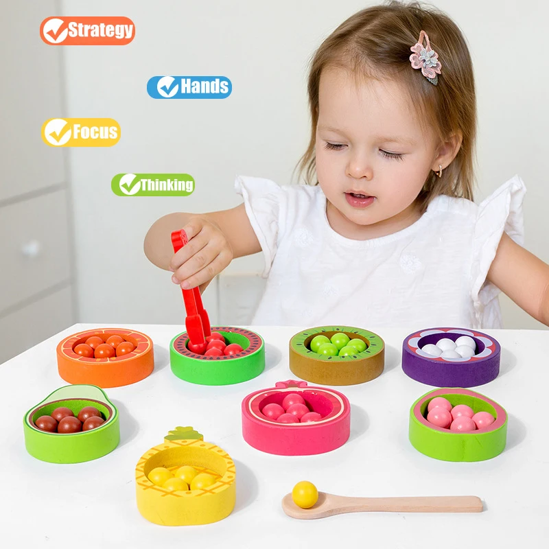 Children Fun Fruit Counting Color Classification Cup Early Education Bead Clip Game Exercise Fine Motor Educational Toys